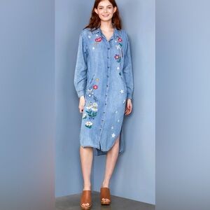 Billy T Denim Embroidered Shirtdress